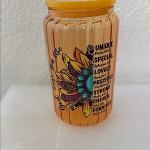 Yellow Floral Tumbler with Inspirational Text